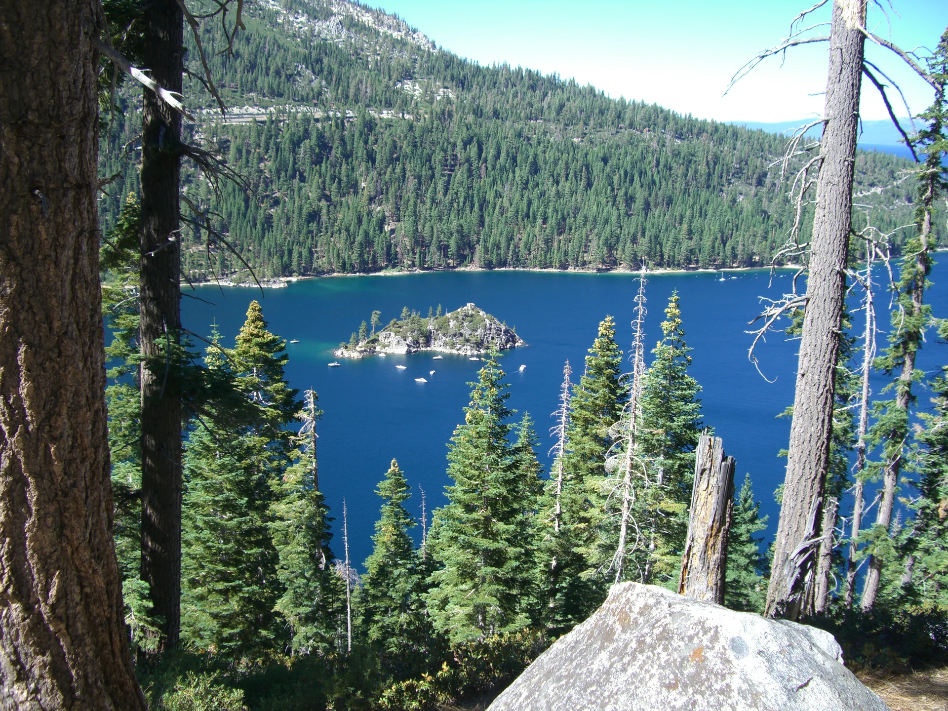 Emerald Bay and Fannette Island on the California side of Lake Tahoe